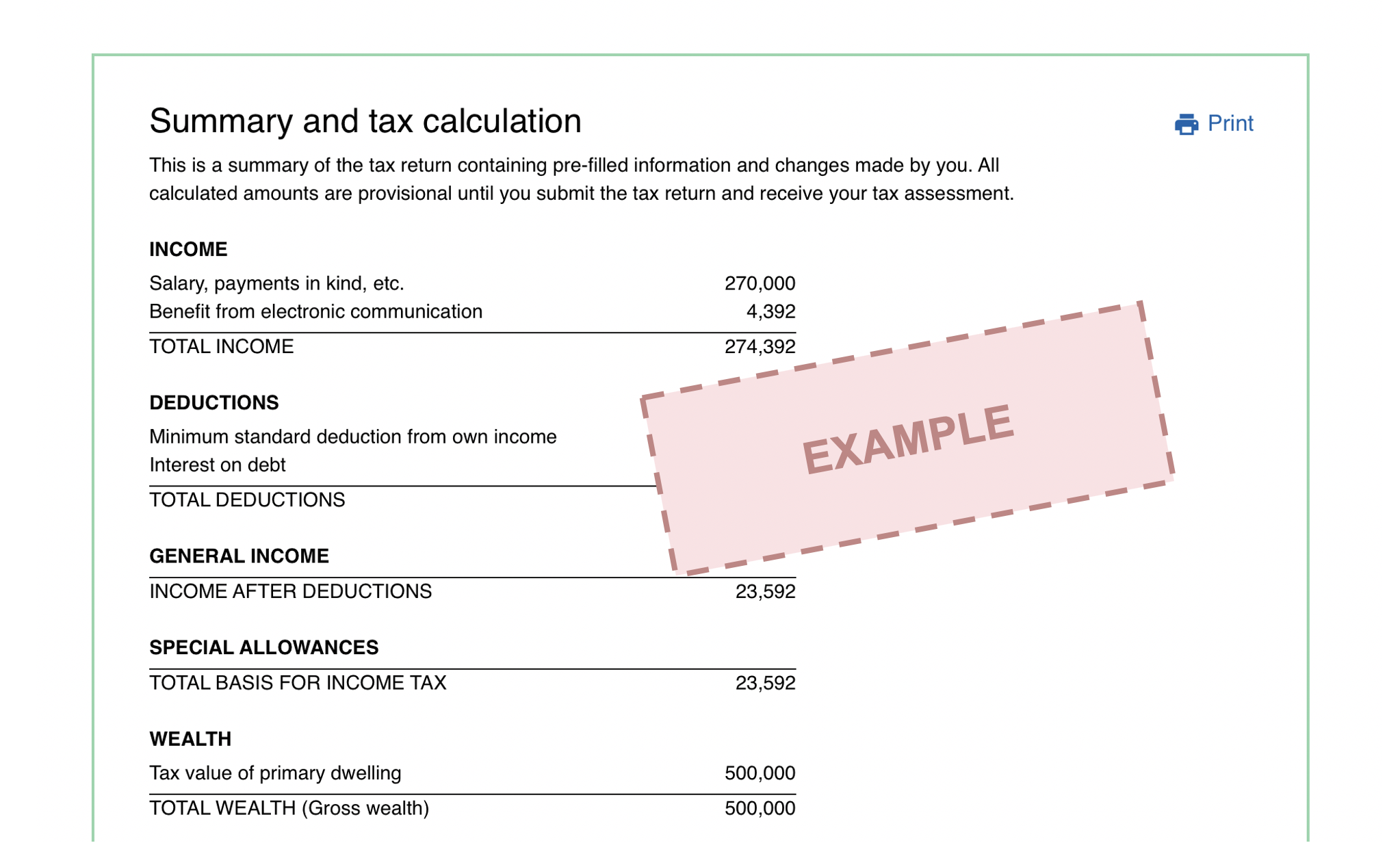 We summarize all of your tax affairs at the bottom of the tax return